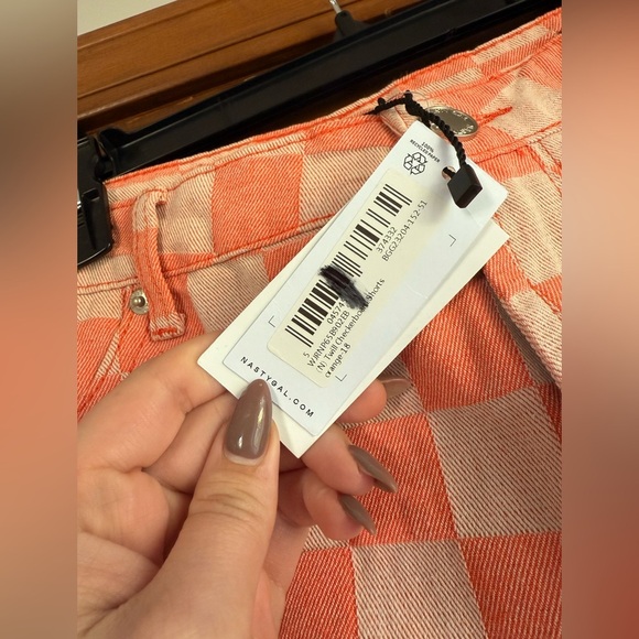 NASTY GAL Orange Checkerboard High Waist Shorts 🍑 - Picture 5 of 6